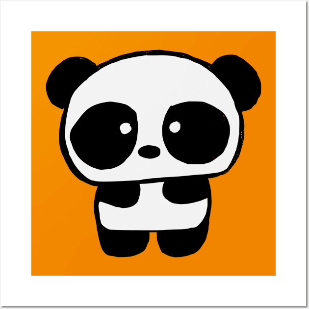 Cute Baby Panda - Tangerine Wall Art by 1000 Pandas